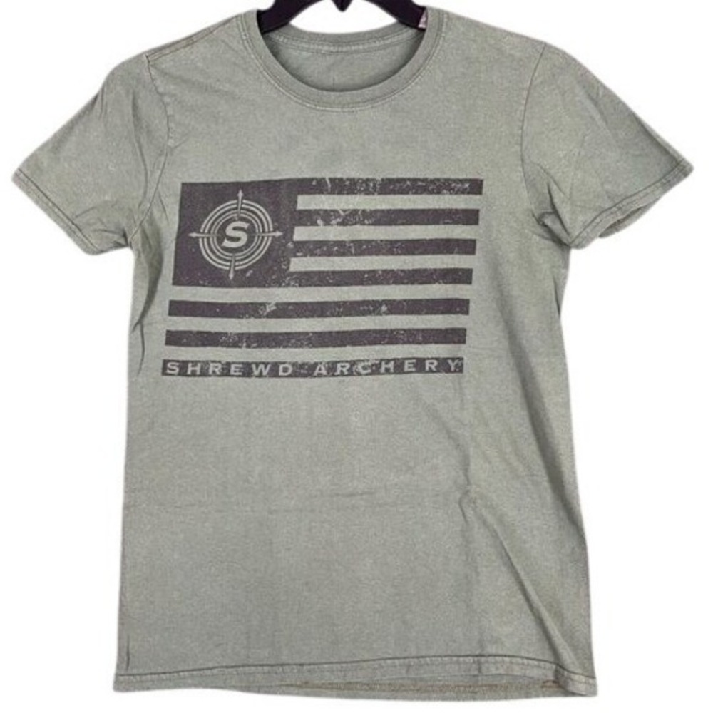 Shrewd Archery Shirt Mens Small Army Green Hunting Bow Arrow‎ Tee